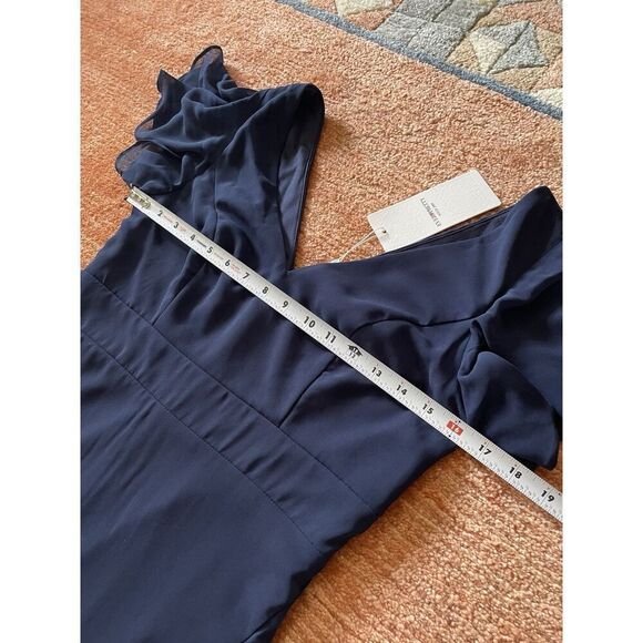 NWT Ever-Pretty Women's Dress  Double V Neck A Line Ruffle Hem Backless Blue L - Picture 7 of 12